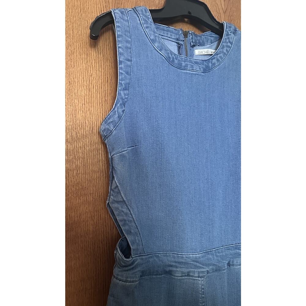 Rachel Roy Denim Jumpsuit 6 Sleeveless Wide-Leg Utilitarian Relaxed Casual Chic - Picture 3 of 10
